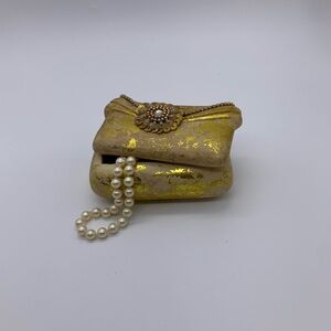 Vintage SITCO Importing Gold Gild Ceramic Rectangle Vanity/Dresser Trinket Box